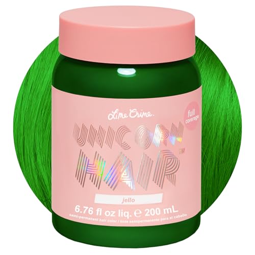 Lime Crime Unicorn Hair Dye Full Coverage, Jello (Tropical Green) - Vegan and Cruelty Free Semi-Permanent Hair Color Conditions & Moisturizes - Temporary Green Hair Dye With Sugary Citrus Vanilla