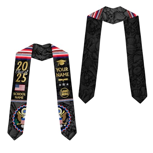 MonkeyVan Personalized America Graduation Stole Sash 2025, Custom American Graduation Sash, Congratulation Gifts 2025 America20