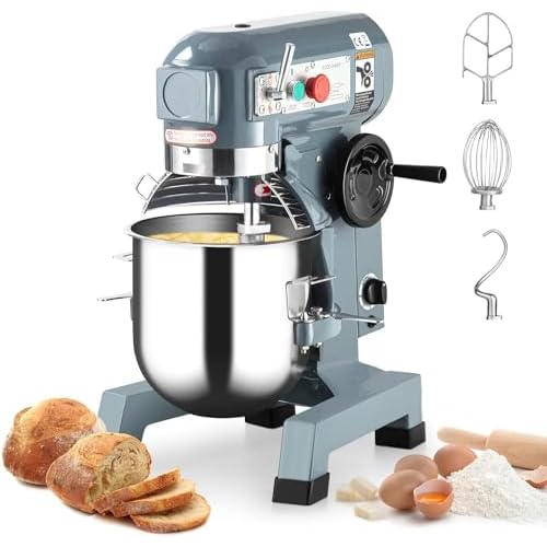 Commercial Food Mixer 15Qt, 600W Electric Food Mixer 3 Speeds Adjustable, Stainless Steel Bowl Heavy Duty Food Mixer with Safety Guard, Dough Hook Whi