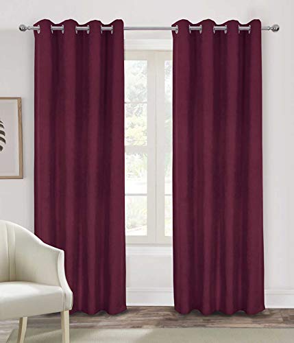 Always4u - Juego de 2 cortinas de terciopelo para dormitorio, cocina, balcón, con ojales, protección solar, reducción de ruido, 175 x 140 cm, color rojo Cover