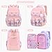 NSEQB Girls Backpack,3pcs Kids School Backpack With Lunch Box Pencil Case Set,Cute Childrens Schoolbag For Primary Elementary Middle (Pink 3PCS)
