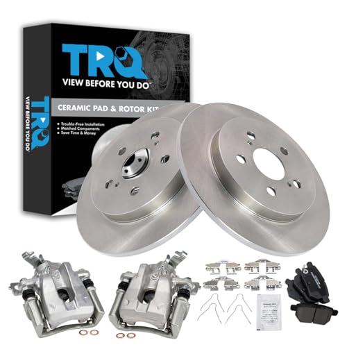 Image of TRQ Rear Brake Pad & Rotor Kit Ceramic Compatible with 2009-2010 Pontiac Vibe 2009-2018 Toyota Corolla 2009-2013 Matrix