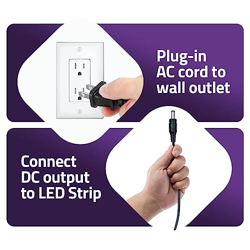 Hitlights 24V Power Supply, 2.5A 60W Adapter Transformer Ul Listed, 100V-240V Ac To 24V Dc Converter With 5.5 X 2.1Mm Dc Plug ＆ Ac Cord For Led Strip Lights And Other Low Voltage Devices #TOP4