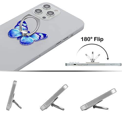 Bf2Jk Cell Phone Butterfly Finger Ring Holder 360 Degree Rotation Metal Ring Grip For Iphone Samsung Galaxy All Smartphone Mobile Cute Accessories（Blue Dark Blue） #TOP2