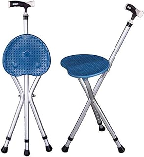 JF-XUAN Adjustable Crutches, Folding Seat Cane Aluminium Switch Sticks Three Legged Seat Stick (Walking Stick and Chair Seat),Blue Crutches