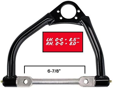 GM Metric Racing Upper Control Arms Kit: 1978-87, 4130 Chromoly, Left 8.5" & Right 8", K5208 Ball Joints, Aluminum Shaft, Steel Bushings, Greaseable Steel Bushings, Black Painted Finish