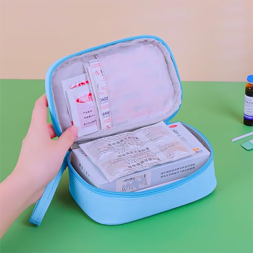 Image of Empty First Aid Bag Small with Handle, First Aid Kit Bag Portable Zippered Medical Storage Bag for Home Outdoor Travel Camping Hiking, Navy Blue
