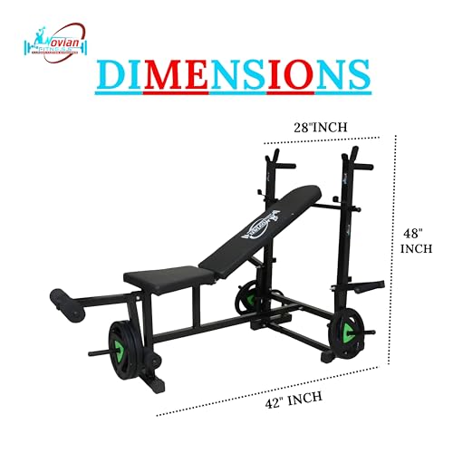 Image of 8-in-1 Multipurpose Adjustable Weight Bench, Incline /Decline /Flat Bench with Leg Extension, Butterfly, Dips Station, Multi Bench, Home Workout Fitness Bench (Full Black)