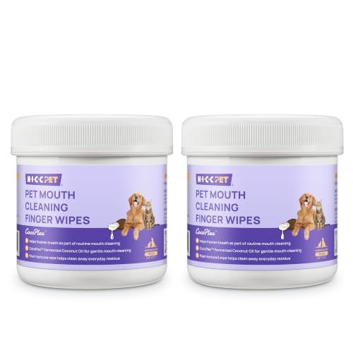 HICC PET Textured Finger Wipes for Dogs & Cats, Helps Clean Everyday Food Residue from Teeth, Routine Pet Mouth Cleaning