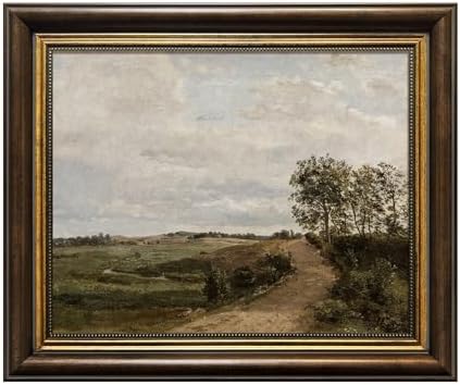 Countryside Hills Wall Art Canvas Print Vintage Gold Framed,Rustic Retro Landscape Prints Oil Painting for Living Room, Bathroom, Bedroom Decor Gift for Women, Family, Friends,8"x 10"