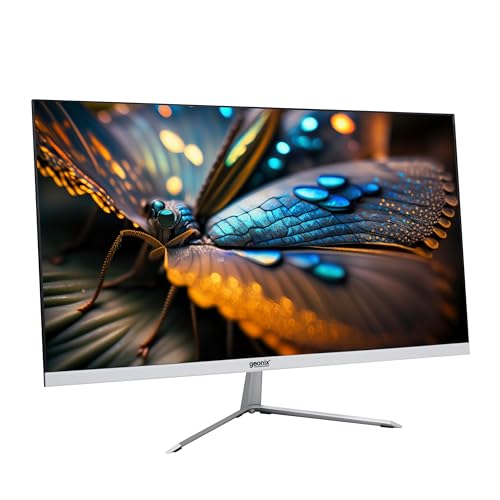 GEONIX 22 Inch (55.88 CM) PC Monitor, FHD IPS 1920x1080P Monitor 75Hz 100% sRGB 178 Wide Viewing Angle PC Monitor, HDMI VGA Port, Low Blue Light Desktop, 3 Years Warranty (White)