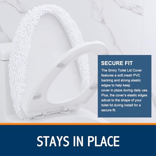 Image of Smiry Soft Chenille Bathroom Toilet Lid Cover, Machine Washable Covers, 17.5x15, Fits Most Round, Elongated and Oblong Lids, Accessories Decor, White