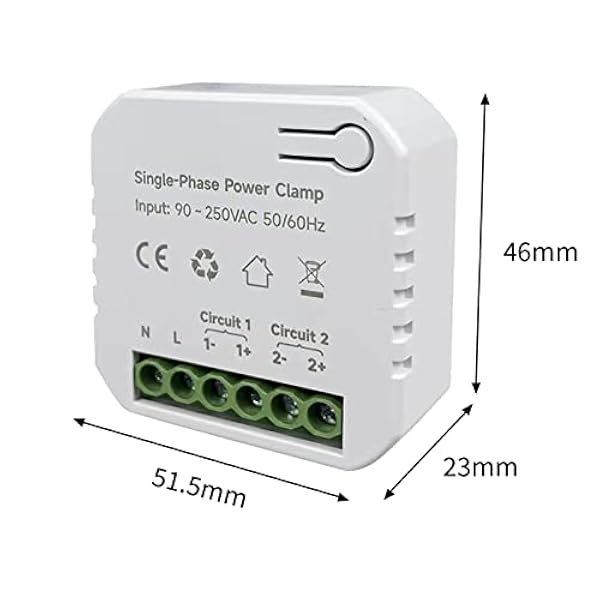 AIDNTBEO Tuya Smart Life WiFi energimätare 80A med 2 klämmor Ct App KWh