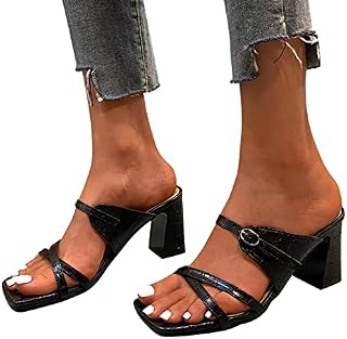 Women's Strappy Open Toe Backless Slip On Low Block Kitten Heels Sandals Dress Pumps Shoes Heeled Slipper Sandalias de tacón bajo con tiras y puntera abierta para mujer
