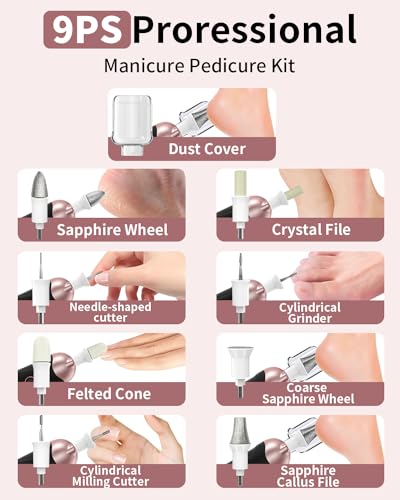 Cordless-Electric-Nail-File-Set-Professional-Manicure-Pedicure-Kit-10-Speed-Portable-Nail-Drill-Machine-with-Memory-Modes-Pedicure-Tools-for-feet-Hand-Foot-Care-Tool-for-Thick-Nail-Toenail-Cuticle