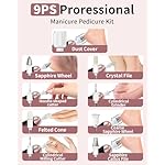 Professional Manicure Pedicure Kit, Cordless Electric Nail File Set, Rechargeable Pedicure Tools for feet, 5 Speeds Hand Foot Care Nail Drill for Thick Nail Toenail Cuticle Women Men Baby Pets - Image 4