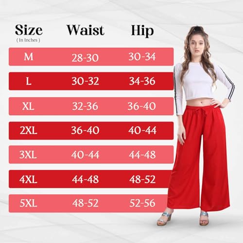 Image of TRASA Women's and Girls Cotton Reyon Regular Fit Palazzo Pants - Available Size - L, XL, 2XL, 3XL