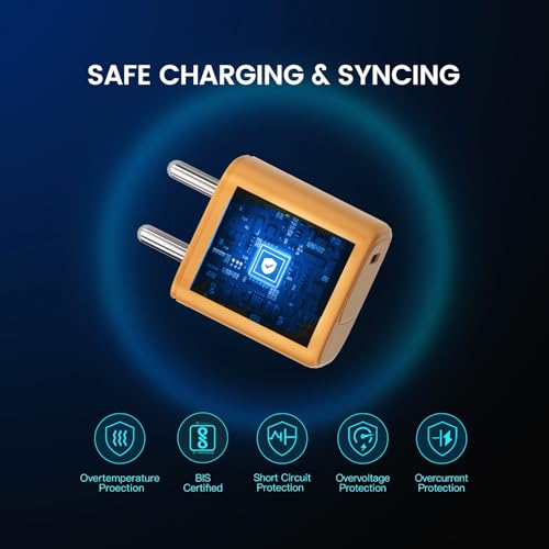 Image of DeperAI 20W GaN III Fast Type C Mobile Charger, MFi Certified, Compatible for iPhone, iPad Pro /Air 2, Samsung, and Other iOS, Android Devices, PD 3.0 Fast Charging, Supports UFCS, Wrap (Orange)