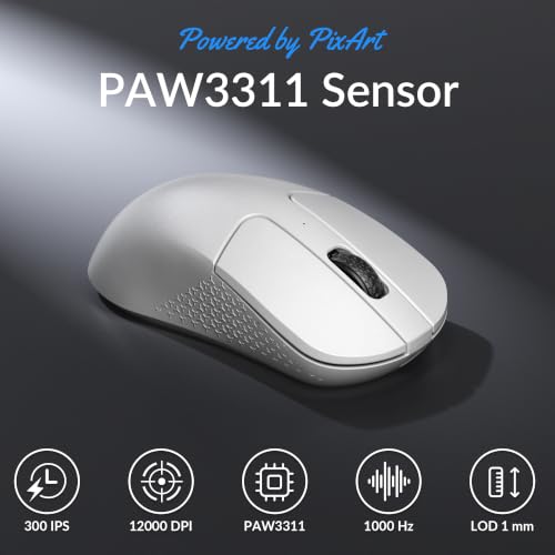 Image of Keychron M3 Mini Wireless Optical Mouse, Bluetooth 5.2 /2.4 GHz /Wired Gaming Mouse, Programmable PixArt 3311 Sensor with up to 12,000 DPI / 300 IPS, Lightweight Ergonomic for Windows Mac Linux - White