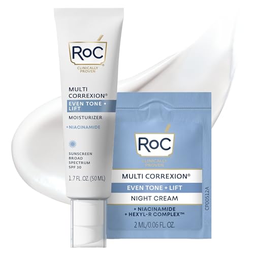RoC Multi Correxion 5 in 1 Chest Neck Face Moisturizer Face Cream with SPF 30 for Visible Wrinkle and Neck Firming and Tightening, Oil Free Skin Care, 1.7 oz (Packaging May Vary)