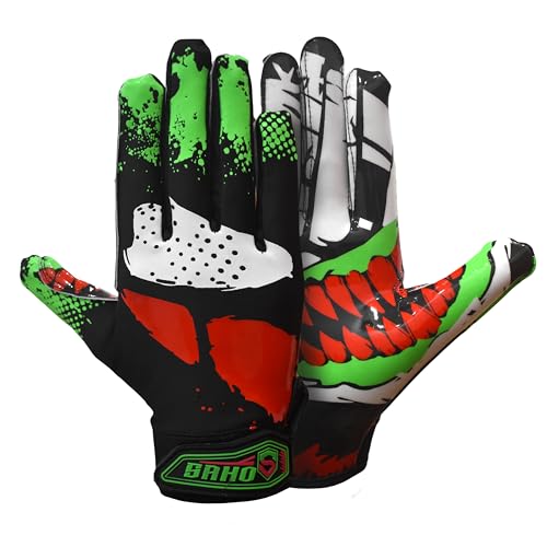 Villian 3.0 Football Gloves - Tacky Grip Skin Tight Enhanced Performance Football Gloves - Pro Elite Super Sticky Receiver American Football Gloves - Adult & Youth Sizes (Adult - M)