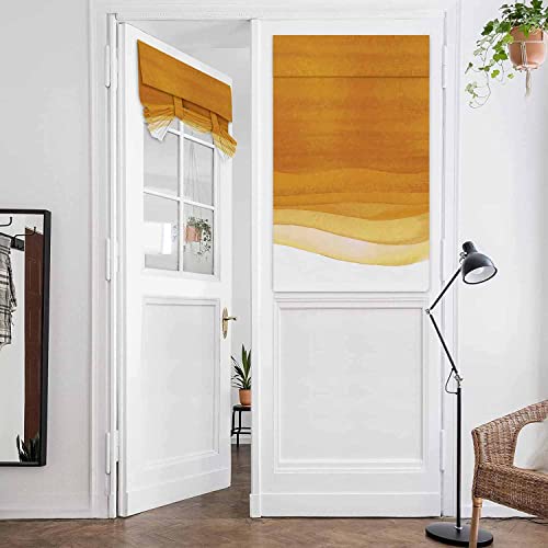 Door Curtains For Door Window Burnt Orange And White Ombre Geometric Watercolor Sea Wave Window Curtains For Patio Front Door Privacy Thermal Insulated Sidelight Curtain Tie Up Shade 26 X 42 Inches #TOP9