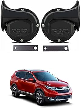 AYW Universal Windtone Jalwa Horn (2 and 4 wheelers), Black color, Heavy plastic body, Set of 2, 12V voltage For CRV Universal For All Models