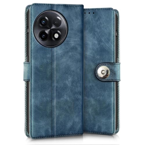 Image of WOW IMAGINE Shock Proof Flip Cover Back Case for 1+ OnePlus 11R 5G (Magnetic Button Flip Case | Wallet Pockets & Stand | Leather Finish | Aquamarine)