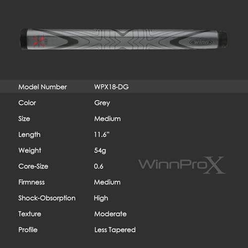 Winn Pro X 1.18 Midsize Putter Grip - Gray & Black