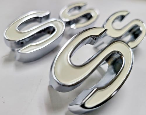 Image of 4Pc 1969-72 Chevelle SS Front Fender Emblems 3D Badge 3953634 Replacement for SS (White)
