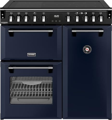 Stoves Richmond DX 90Ei 90cm Wide Electric Range Cooker with Induction Hob - Midnight Blue Finish - A Rated
