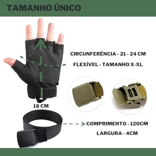 Luva Tatica Meio Dedo Militar Airsoft Paintball Motociclista Vigilante Policial Polícia Segurança Mi