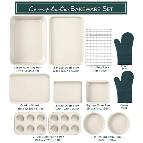 Country Kitchen Nonstick Stackable Bakeware Set - Deluxe Heavy Duty, Durable, Easy Release Baking Set, Sage, 13 Pcs by Country Kitchen - Image 4