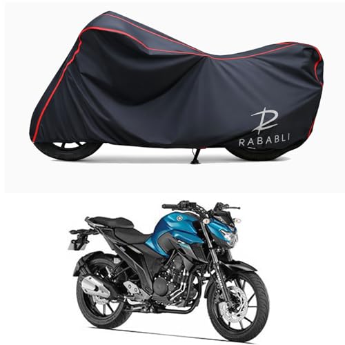 Image of Waterproof Bike Body Cover Compatible for | Yamaha FZ 25 STD | Taffeta Fabric, Red Piping Design, Bottom Elastic Fit | Dustproof, Sun UV & Rain Protection for All Bikes