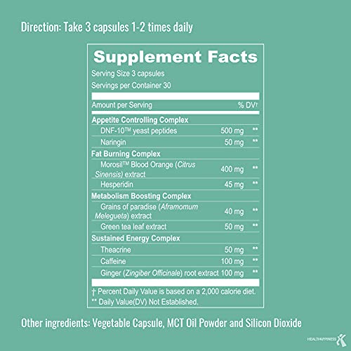 Clinically Proven Weight Loss Supplement for Women & Men - Appetite Suppressant, Thermogenic Fat Burner & Metabolism Booster- Diet Pills for Fast Fat Burn & Stomach Belly Fat Loss - 90 Vegan Capsules - Thumbnail 6