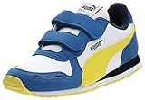 Nicht abfärbende Gummisohle. PUMA Unisex Kinder Cabana Racer SL V PS Sneaker, White-Bright Cobalt-Meadowlark, 35 EU