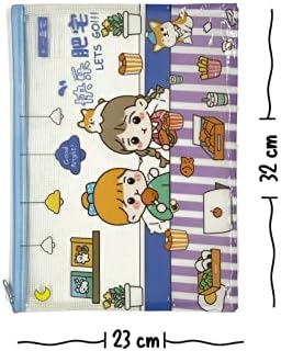 Kağıt Gemi Dükkan Sevimli Şeffaf ve Fermuarlı Mavi A4 Dosya Klasörü/Toparlayıcı/Kalem Kutu/Fermuarlı Çanta - Görsel 4