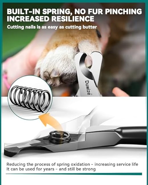 Dog Nail Clippers - All Steel Material, 1.22-Inch Large Opening, Built-in Spring, No Fur Pinch, for Medium to Large Dogs and Cats, Professional Pet Nail Trimmers, With Free Nail File (Polished)-rFWvEZKm