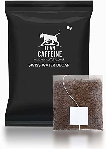 Lean Caffeine Swiss Water Decaf Coffee Bags Individually Wrapped (50) | Award Winning Decaf Ground Coffee | Bulletproof Coffee - Zero Pesticides Metals Mycotoxins | Premium Decaf Coffee Ground Bag