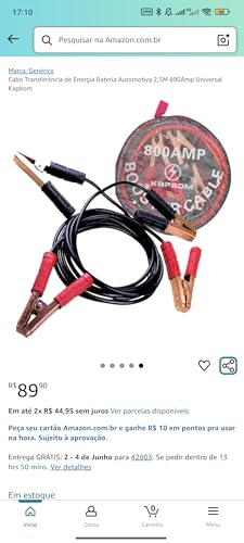 Cabo de Chupeta 800A Kapbom – Potência e Segurança em Qualquer Emergência!