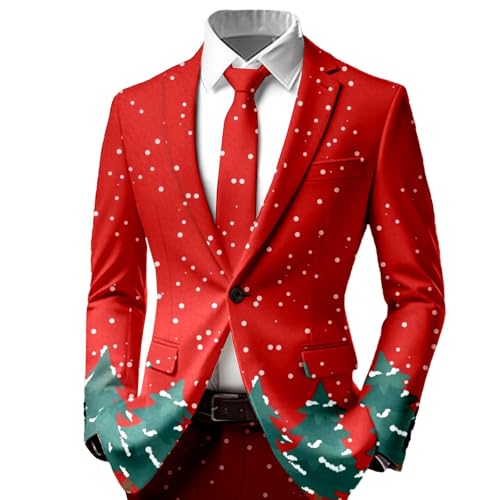 Generisch Disfraz de Navidad Chaqueta estampada para fiestas festivas, celebraciones festivas, eventos formales con diseño elegante, ajuste cómodo, rojo, M