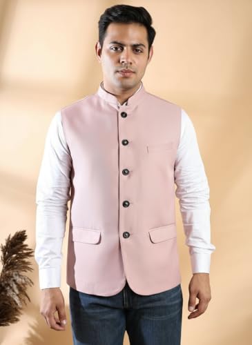Image of Ethluxis Men's Designer Solid Nehru Jacket /Waist Coat /Bandhgala