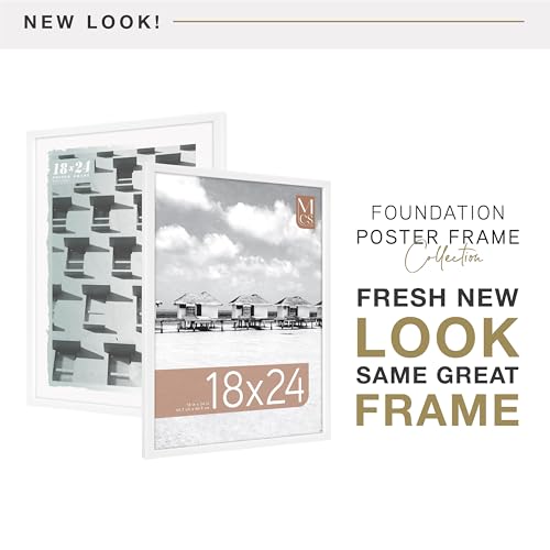 Image of MCS Foundation 18x24 Poster Frame Traditional White, Vertical & Horizontal Wall Hanging Large Picture Frame for Photos, Posters & Art Prints (1-Pack)