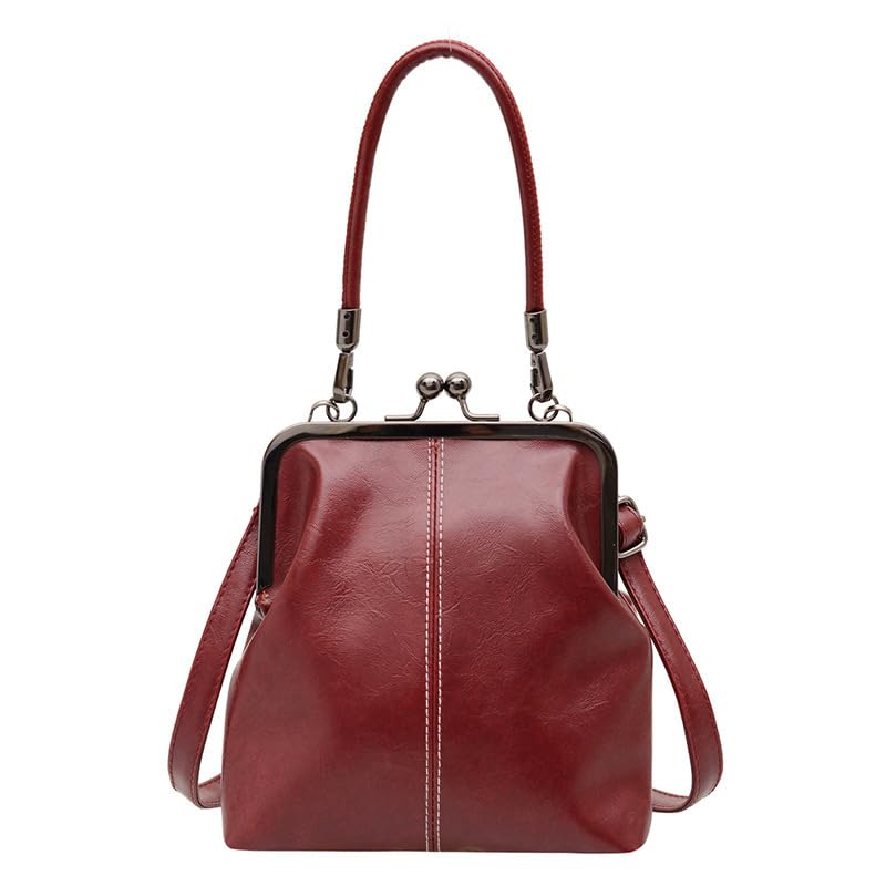 Kiss Lock Crossbody Tote Bags For Women, Mini PU...