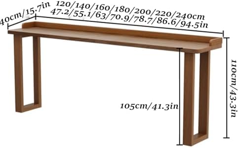 Narrow Solid Wood Bar Table, Tall Counter with Edging, Modern Design for Balcony or Rest Area, 120x40cm (47.2x15.7in) with Chairs Included