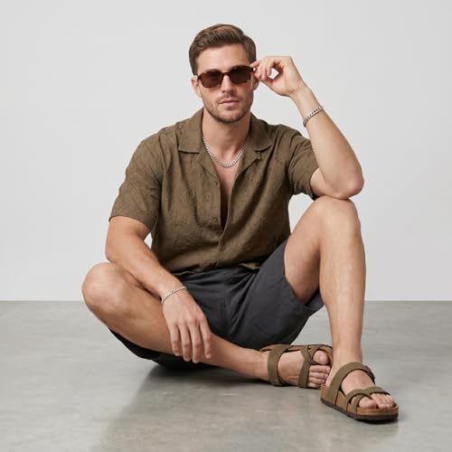 CUSHIONAIRE Luna-M Slides for Men, Comfortable Cork Footbed Mens Sandals with Arch Support and Adjustable Buckle Strap, BROWN 11 by CUSHIONAIRE - Used condition - Image 8