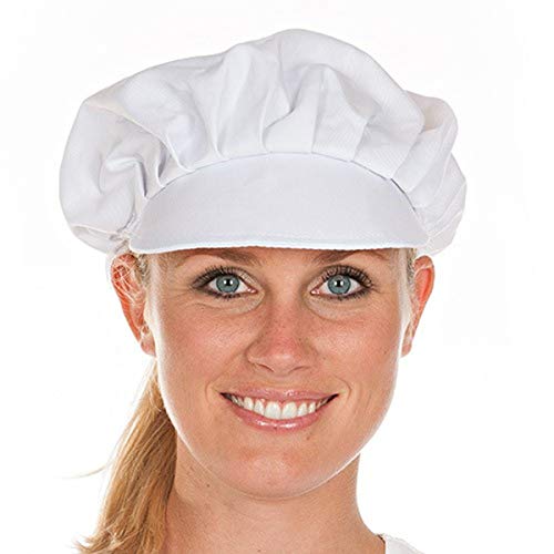 Preisvergleich Produktbild Küchenmütze, Küchen-Kopfbedeckung, Schildmütze, Schirmmütze für Damen, Ø 62 cm, weiß, waschbar, Größe:1 Stück