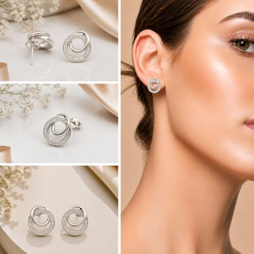 Image of MAIRA 925 Sterling Silver Stylish Contemporary Office wear Earrings for Girls & Woman | Hypoallergenic | Rhodium plated with Anti Tarnish & Korean Finish| 6 months Warranty.