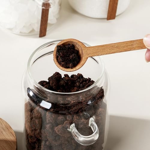 Bote de cristal de 550ml con tapa de madera Garneck para café 7