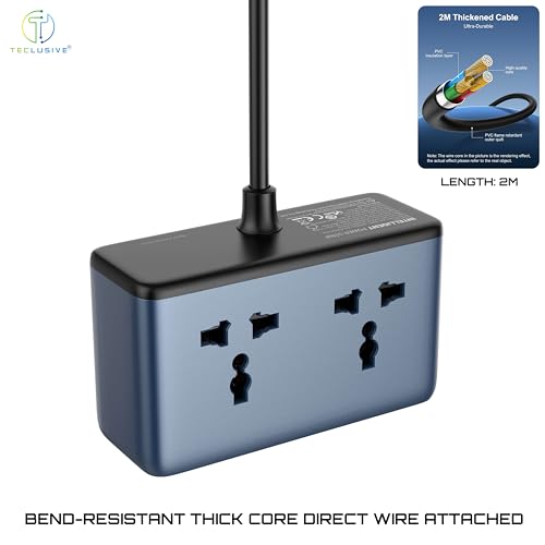 Multi Angled Socket Extension T Teclusive Gan Desktop Power Strip Extension Board with 45W Type C USB ...